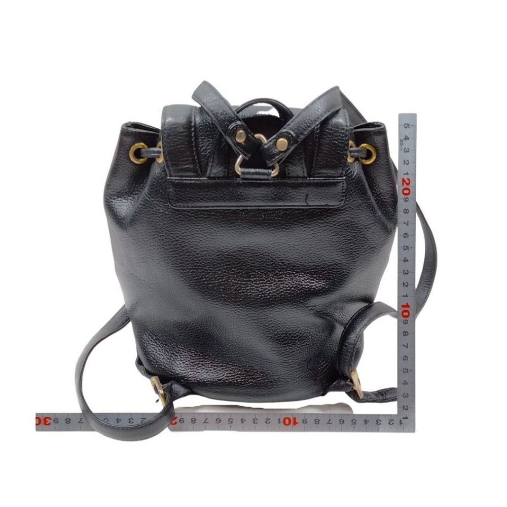 Auth Mcm Backpack Bag Black Leather #36590M11 - Picture 2 of 9